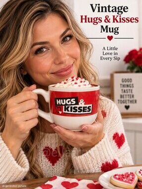 Vtg Hugs & Kisses Coffee Tea Mug Cup Gift Planter Idea!